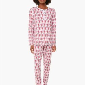 Roller Rabbit Pink and White Reindeer-Print Pajama Set